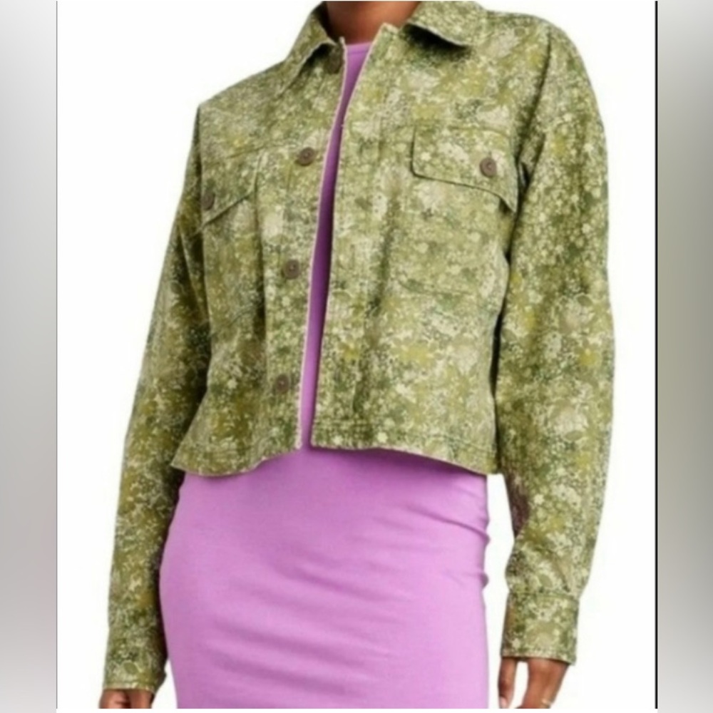 Wild Fable floral croped canvas jacket Sz M